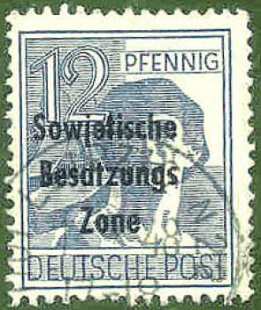 048 Deutsche Post - Wert 12 Pfennig - Sowjetische Besatzungs Zone