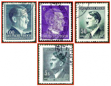 Deutsches Reich (051b) - vier gestempelte Briefmarken verschiedene Werte