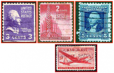 USA (052b) - vier gestempelte Briefmarken verschiedene Werte - United States of America