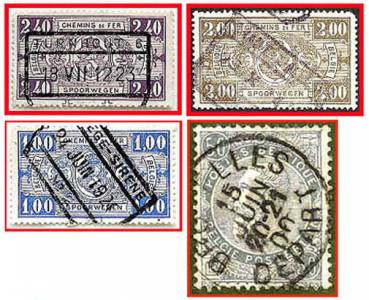 Belgien (060a) - vier gestempelte Briefmarken verschiedene Werte - Belgie Postes, Belgique Posterijen