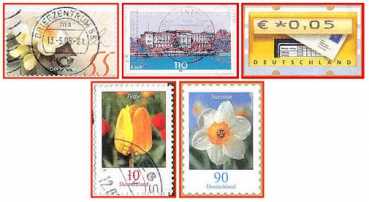Deutschland (103) - fünf gestempelte Briefmarken verschiedene Werte