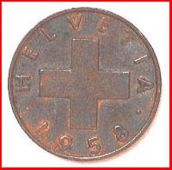 Schweizer Münze - 2 Rappen - 1958