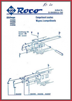 Roco H0 Montageanleitung (1) - für Abteilwagen 44205 - 44208 der DB - Original