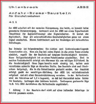 Uhlenbrock - Anschlußanleitung für Anfahr-Brems-Baustein ABBS 411