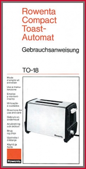 Rowenta - Gebrauchsanweisung (2) - für Toast-Automat TO-18 - Original