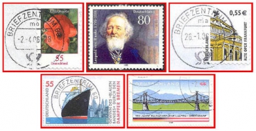 Deutschland (109) - fünf gestempelte Briefmarken verschiedene Werte