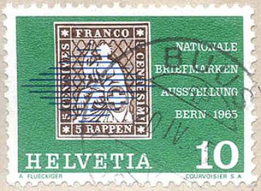 008 Schweiz - Helvetia - Wert 10 - Nationale Briefmarken Ausstellung Bern 1965