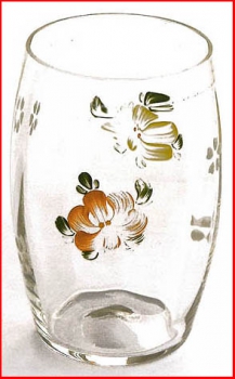 Bowlenglas (3) - aus hellem Glas, leicht bauchförmig - mit Blumenmuster