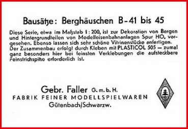 Faller H0 Bauanleitung - für Berghäuser B-41bis B-45