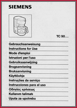 Siemens Gebrauchsanweisung - für Kaffee-Automat TC 90... - Original