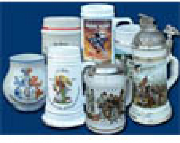 Bierkrug (2) - aus Porzellan und Häuser Motiven