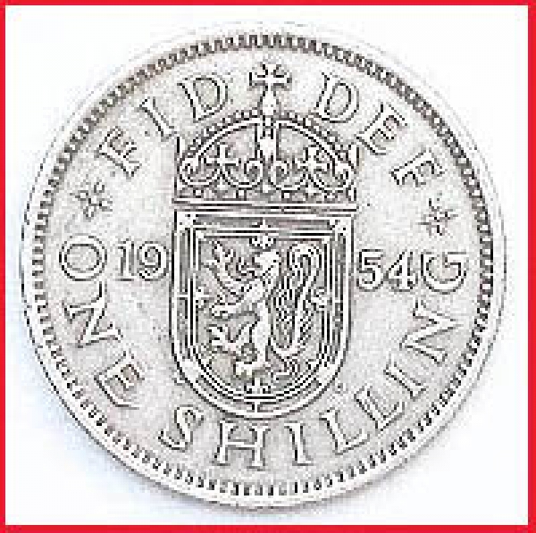 Englische Münze - one Shilling - 1954