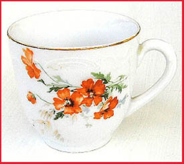 Kaffeetasse - aus Porzellan mit Blumenmuster